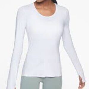Athleta Chi Long Sleeve Top, White, Size Medium Tall